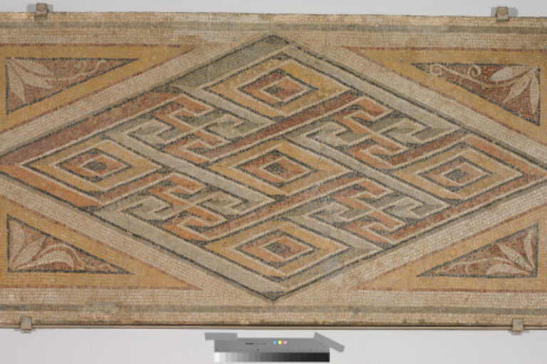 Fragment of floor mosaic depicting geometric designs