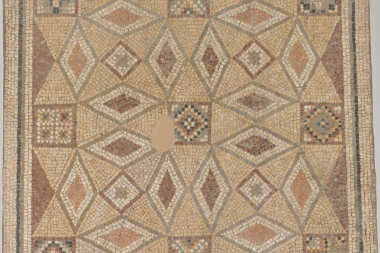 Fragment of floor mosaic depicting a star made of lozenge shapes