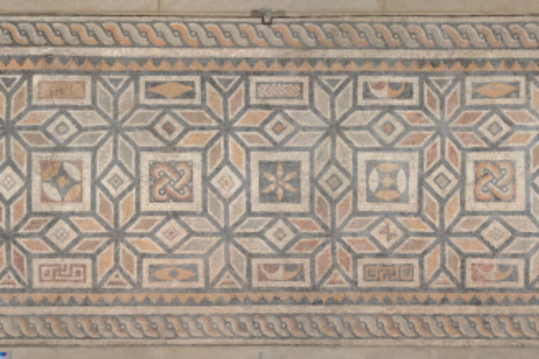 Fragment of floor mosaic depicting stars and squares