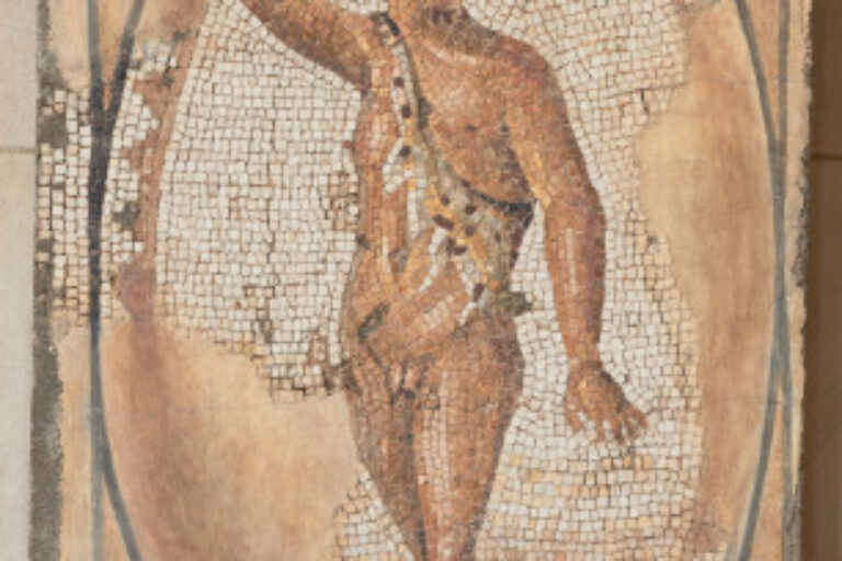 Fragment of floor mosaic depicting dancing boy