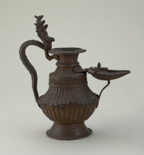 Buddhist-Hindu Lamp (Sukunda) with Five-Headed Cobra and Seated Vishnu