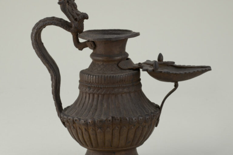 Buddhist-Hindu Lamp (Sukunda) with Five-Headed Cobra and Seated Vishnu