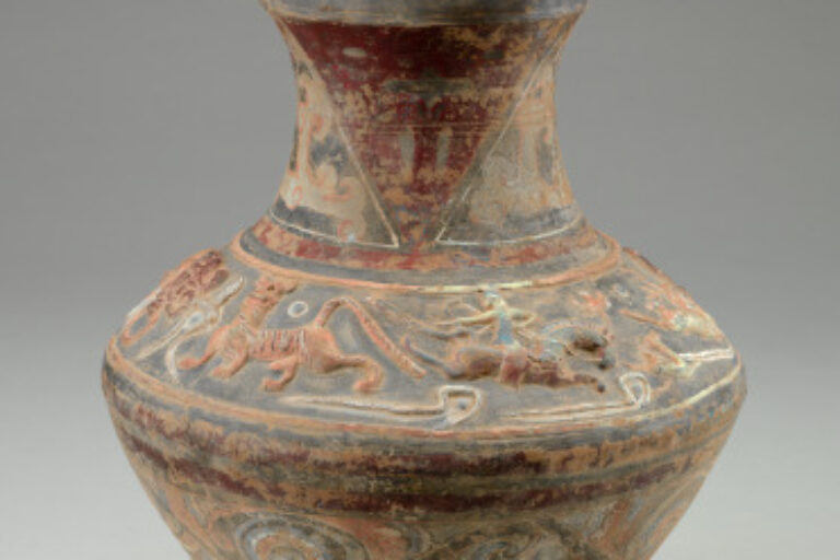 Wine Storage Vessel (Hu) Decorated with Hunting Scene