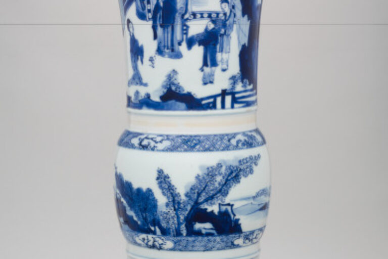 Large Zun-shaped Vase Decorated with Figural Scenes and Landscapes