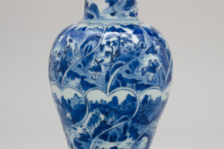 Covered Baluster Vase with Multiple Landscapes