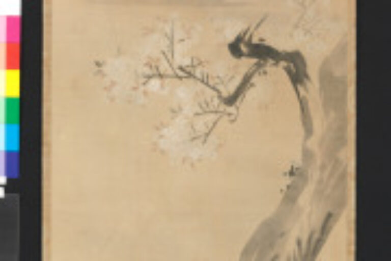 Bird under a Flowering Cherry Tree