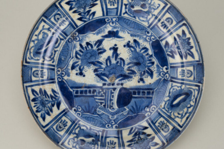 Dish Decorated with a Basket of Flowers