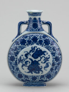 Moon Flask or Pilgrim Bottle Decorated with Peaches