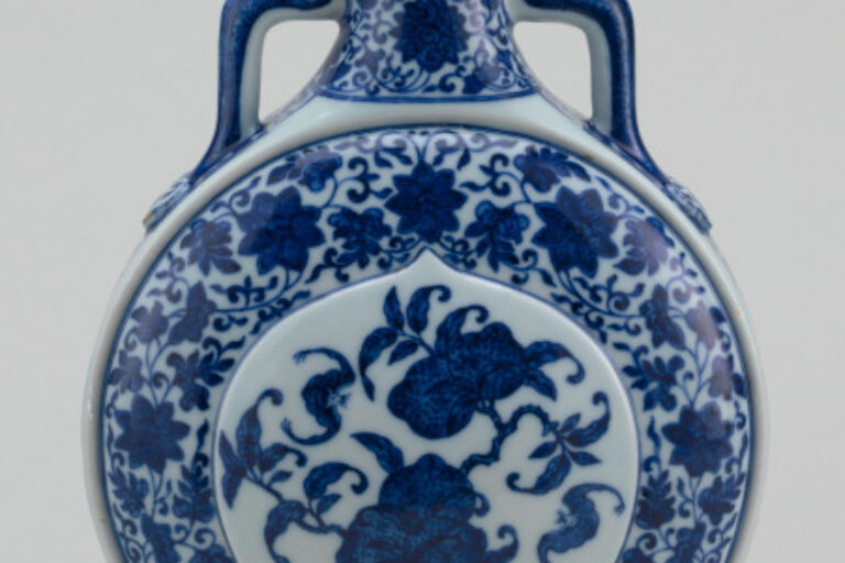 Moon Flask or Pilgrim Bottle Decorated with Peaches