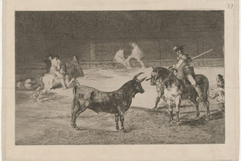 EL CELEBRE FERNANDO DEO TORO, BARILARGUERO, OBLIGANDO A LA FIERA CON SU GARROCHA (THE CELEBRATED PICADOR, FERNANDO DEL TORO, DRAW THE FIERCE BEAST ON WITH HIS PIQUE)