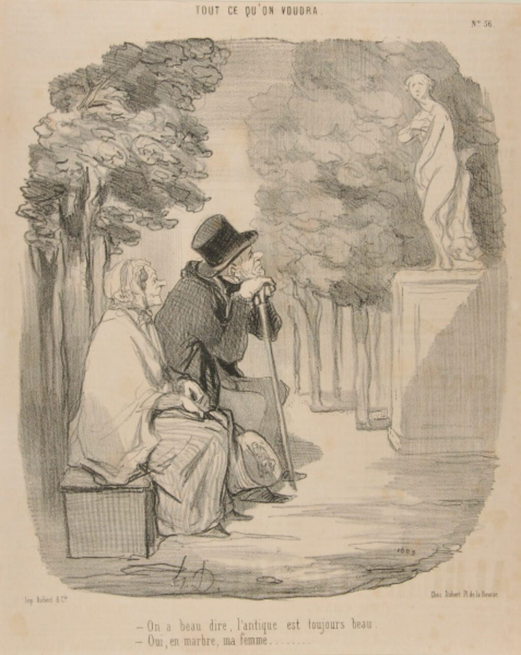 On a beau dire, l’antique est toujours beau. – Oui, en marbre, ma femme……..