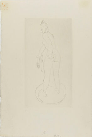 Woman Standing in Tub, Back View