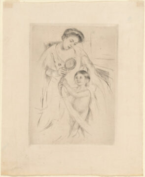 Mother Showing Mirror to Her Daughter