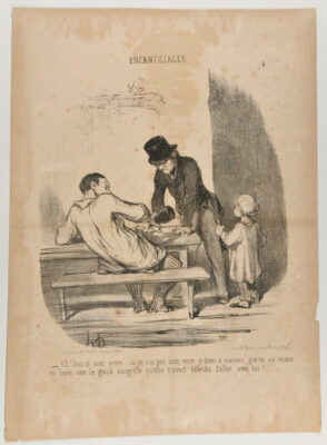 Eh! ben et mon verre.. si je n’ai pas mon verre je dirai à maman que tu as encore été boire avec le grand escogriffe qu’elle t’avait défendu d’aller avec lui!..