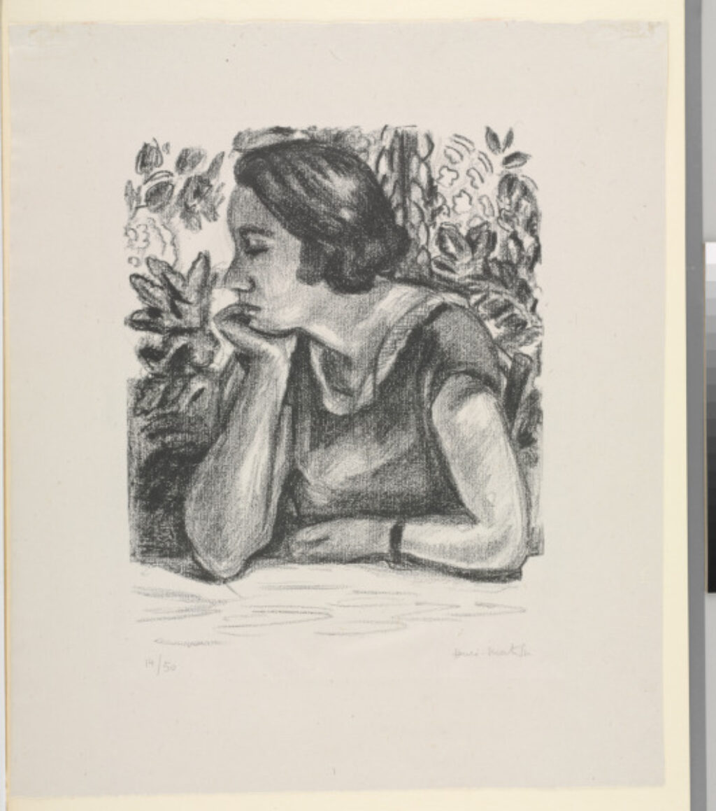 Profile of Woman Leaning on Right Elbow, Louis XIV Screen