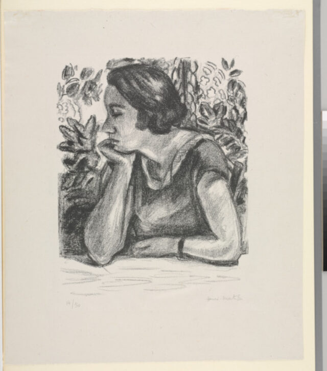 Profile of Woman Leaning on Right Elbow, Louis XIV Screen