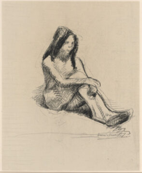 Nude Female Model Seated on Floor