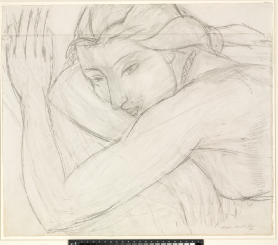 MODEL RESTING ON HER ARMS