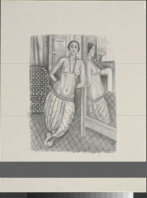 Odalisque in Striped Culottes, Reflected in a Mirror