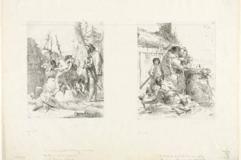 A WOMAN SEATED, TALKING TO A MAN (LEFT); A SERPENT BURNING ON AN ALTAR (RIGHT)