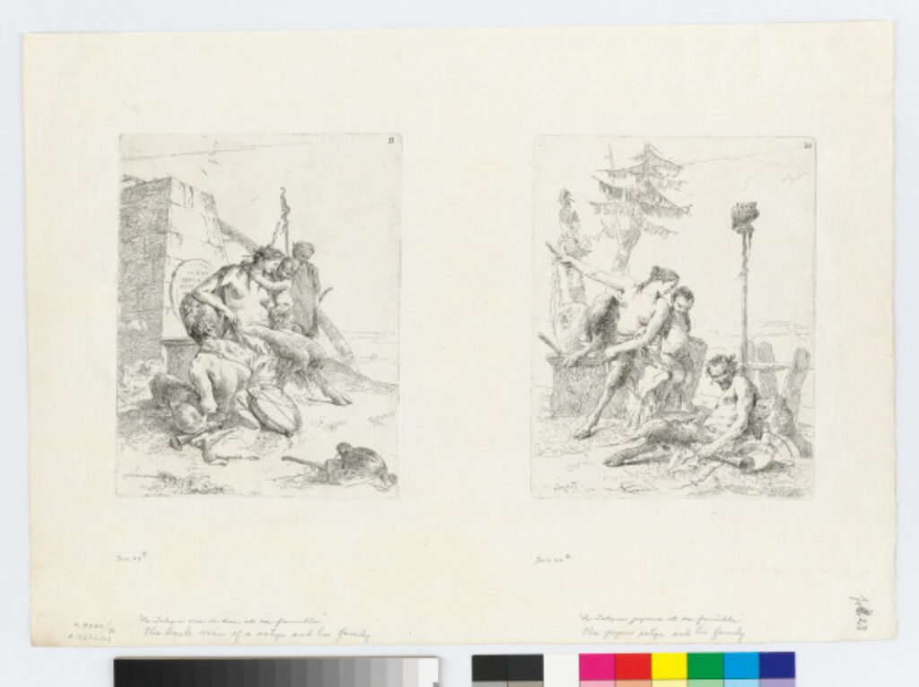The Back View of a Satyr and his Family (left); The Joyous Satyr and his Family (right)