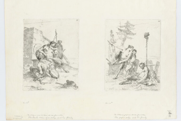 THE BACK VIEW OF A SATYR AND HIS FAMILY (LEFT); THE JOYOUS SATYR AND HIS FAMILY (RIGHT)