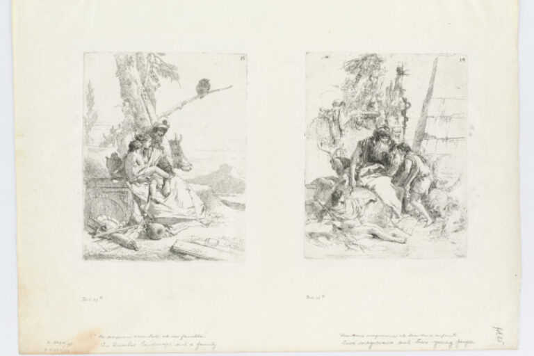AN ORIENTAL PEASANT AND FAMILY (LEFT); TWO MAGICIANS AND TWO YOUNG PEOPLE (RIGHT)