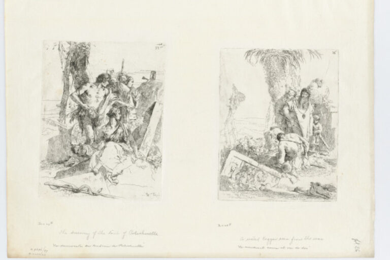 THE DISCOVERY OF THE TOMB OF POLICHINELLE (LEFT); A SEATED BEGGAR SEEN FROM THE REAR (RIGHT)