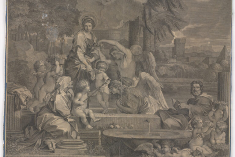 HOLY FAMILY WITH ANGELS ADORING THE CHRIST CHILD