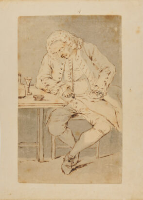A Man Asleep Over his Wine