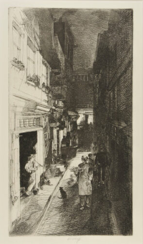 Alley at Night with Three Cats