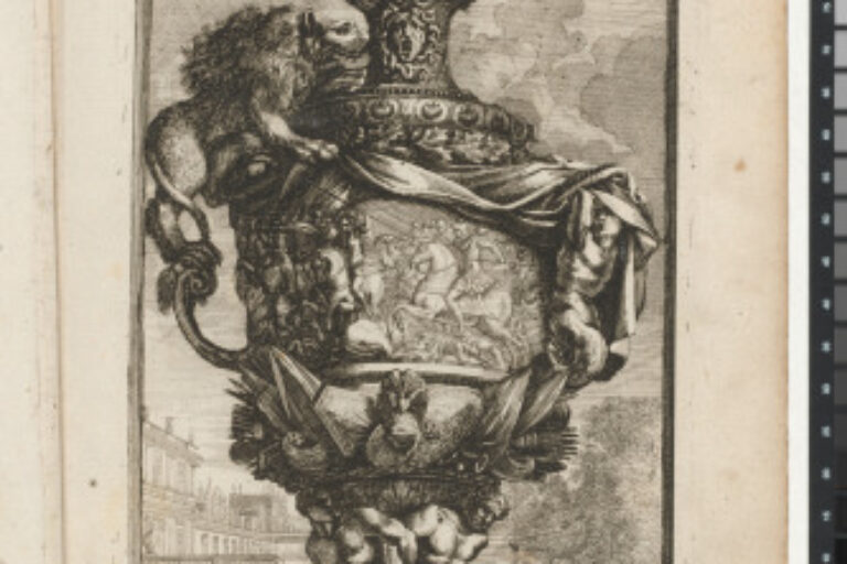 LARGE VASE WITH A LION HANDLE