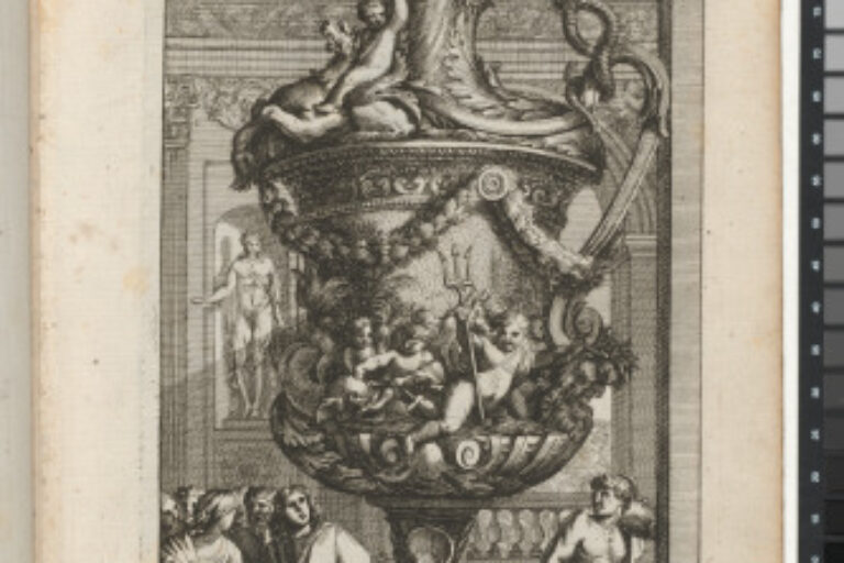 LARGE VASE WITH A PUTTO HOLDING A TRITON