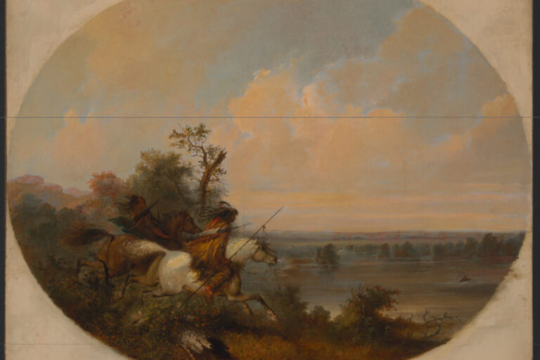 INDIANS HUNTING ELK ON THE PLATTE