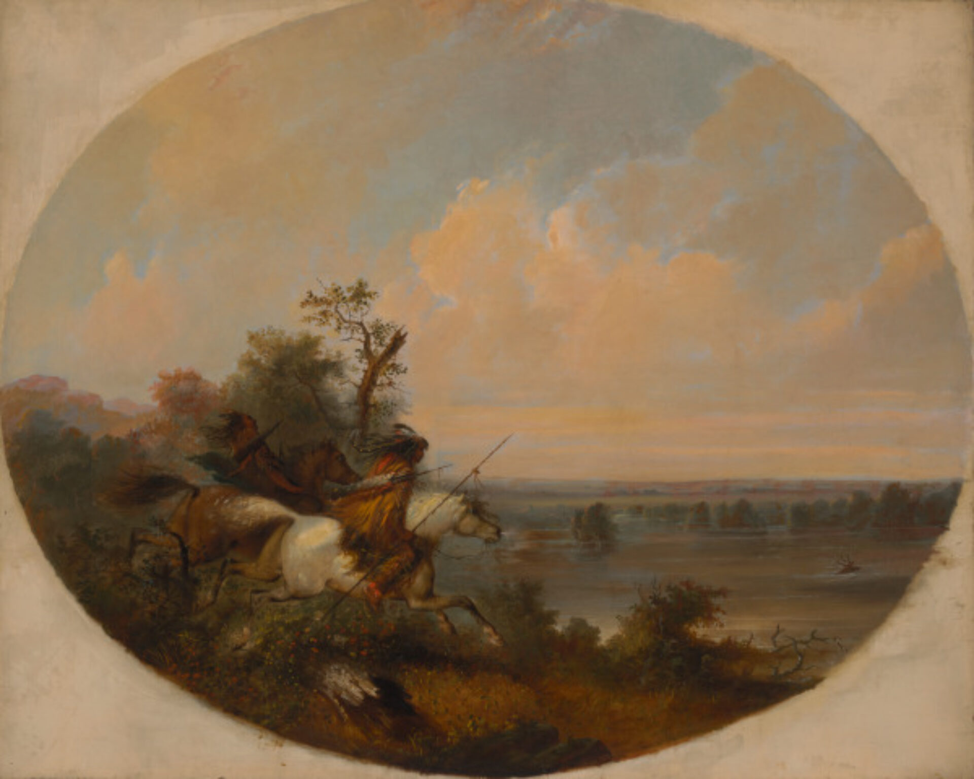 INDIANS HUNTING ELK ON THE PLATTE