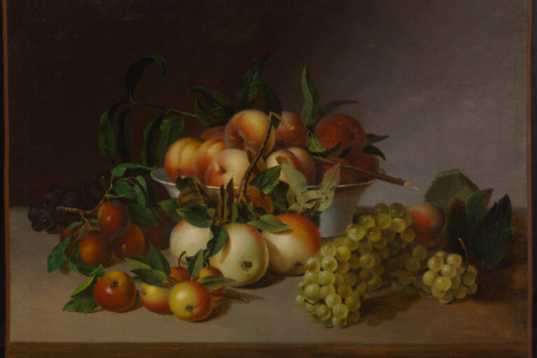 STILL LIFE WITH BOWL OF PEACHES AND GRAPES