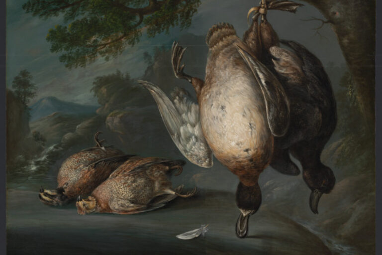 STILL LIFE WITH FOWL IN LANDSCAPE