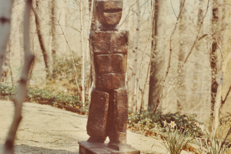 WOTRUBA, WALKING MAN. PHOTOGRAPH TAKEN IN THE WURTZBURGER SCULPTURE GARDEN (ORIGINAL SITE, TIMBERLANE)