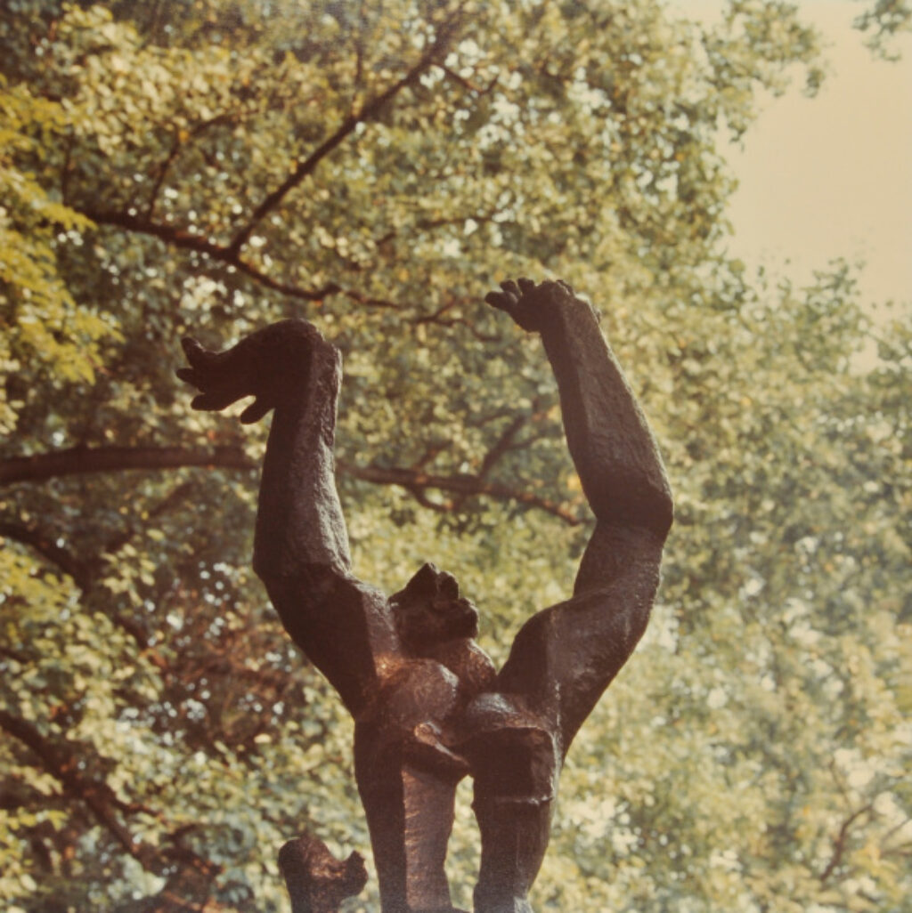 Zadkine, Minguzzi, Noguchi. Photograph taken in The Wurtzburger Sculpture Garden (original site, Timberlane)
