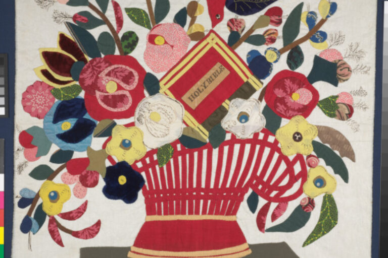 FLORAL BASKET WITH BIRD AND BIBLE