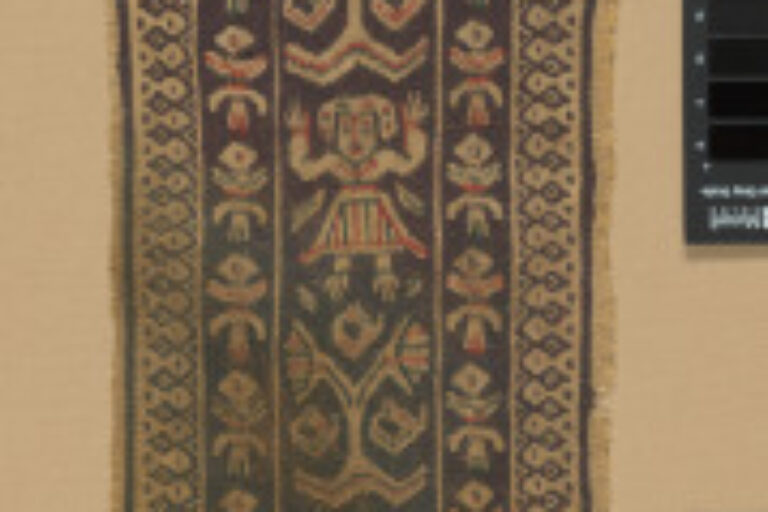 FRAGMENT OF DECORATIVE BAND OR CLAVUS WITH DANCING FIGURES AND FRINGE