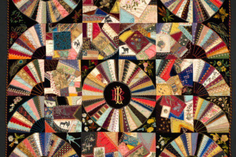 Crazy Quilt with Wheel Motifs