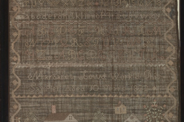 BAND SAMPLER WITH ALPHABETS AND BUILDINGS