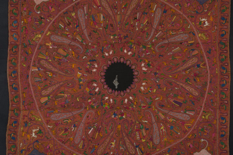 Embroidered Rumal (Square Amlikar Shawl) with Figures