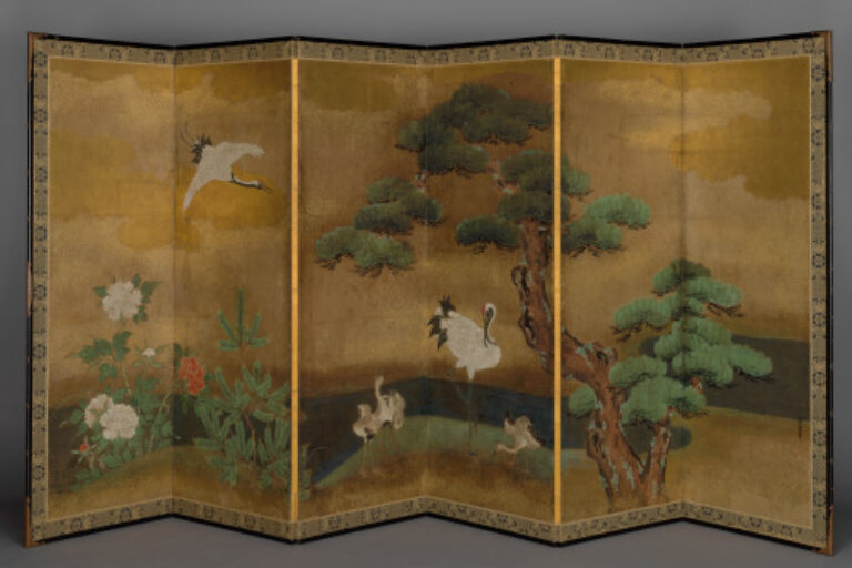 Cranes beneath a Pine Tree