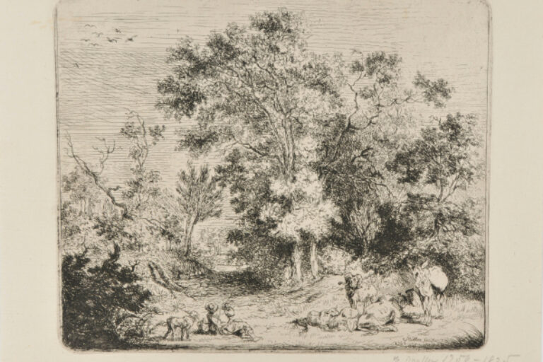 WOODED LANDSCAPE WITH A RESTING HERDSMAN