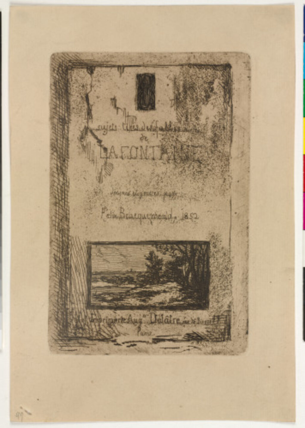 Title plate from the series “8 sujets tirés des Fables de La Fontaine”