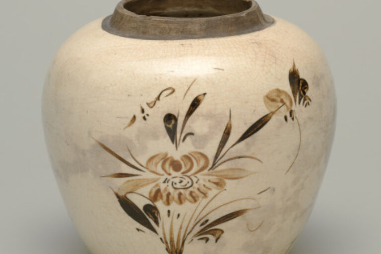 Small Food Storage Jar with Flower Design