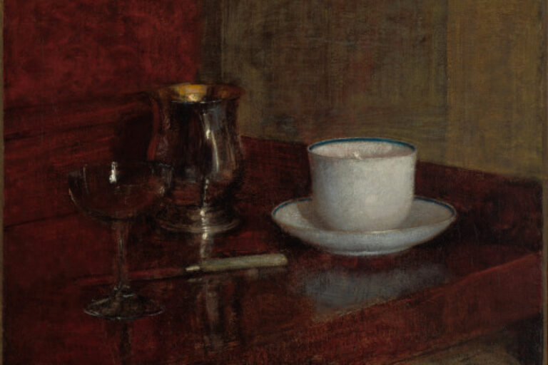 STILL LIFE WITH CUP, SILVER GOBLET, AND CHAMPAGNE GLASS