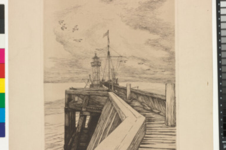 LIGHTHOUSE AND BOAT AT THE END OF A PIER